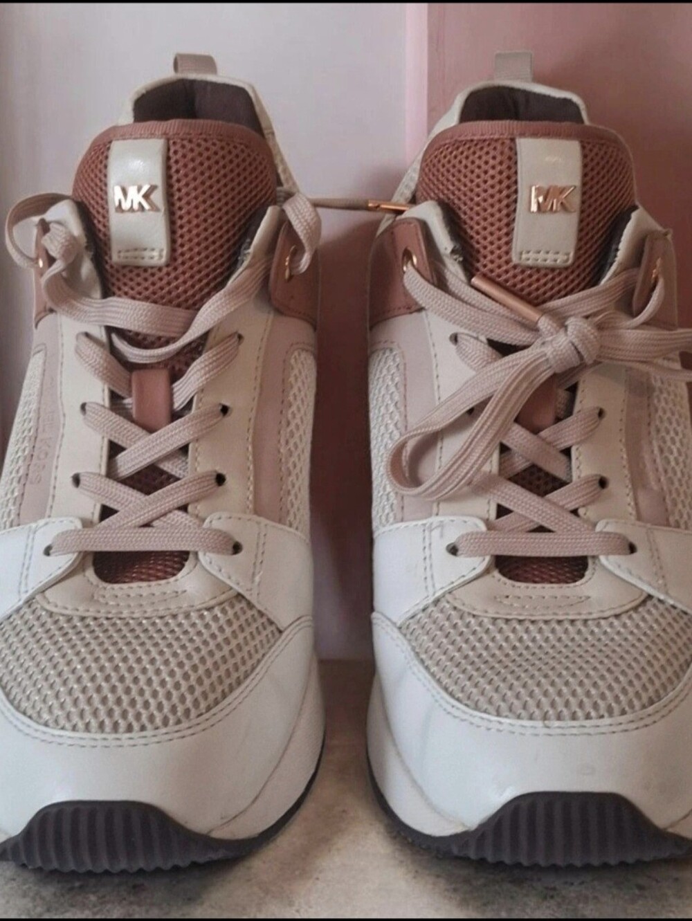 Michael Kors Kids Blush Pink and White Lace-Up Sneakers Ws Size 7m